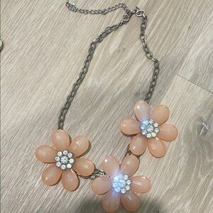 Elegant Floral Necklace with Peach Accents